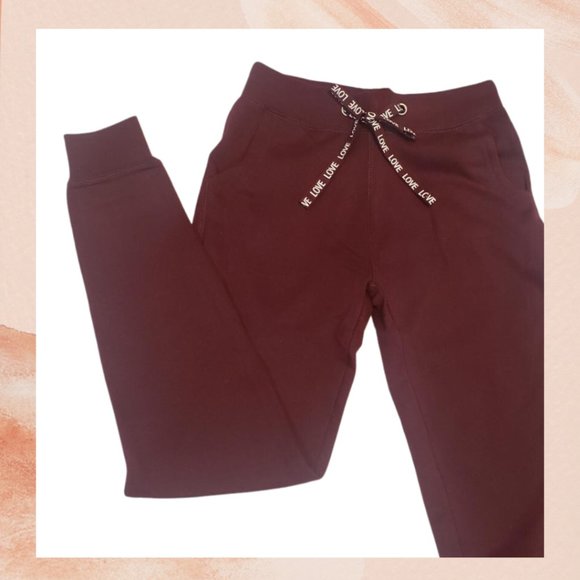 Taylor & Cambria Pants - Burgundy Soft Fleece Jogger Drawstring Sweatpants